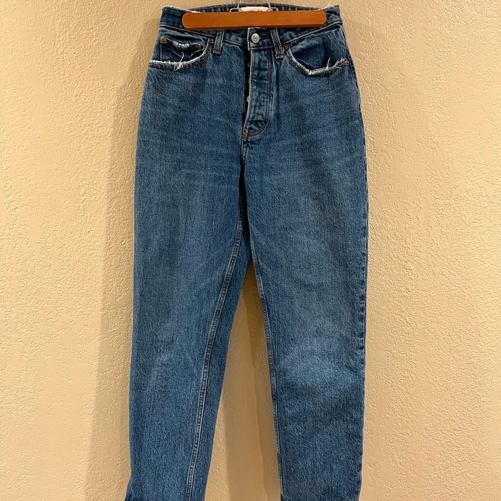 Abercrombie & Fitch Curve Love The Dad High Rise Straight Blue Jeans